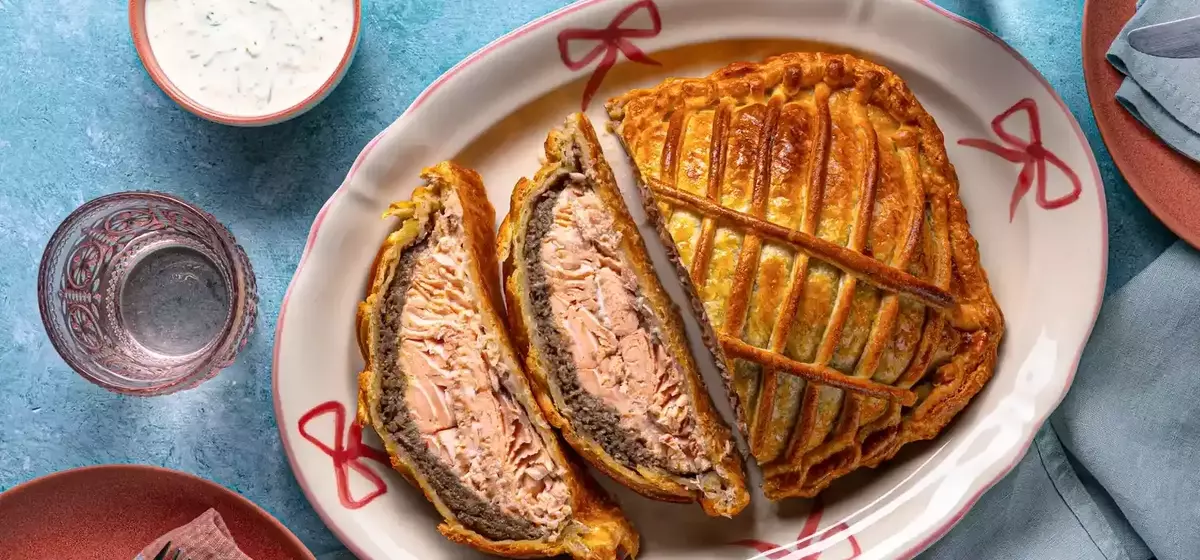 Elegant Salmon Encased in Pastry with Mushroom Duxelles