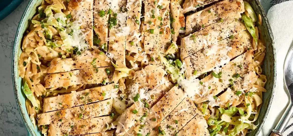 One-Pan Lemon Chicken Orzo with Tender Cabbage
