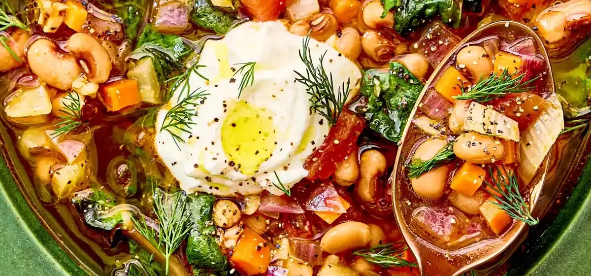 Hearty Black-Eyed Pea Stew with Swiss Chard and Lemon Dill