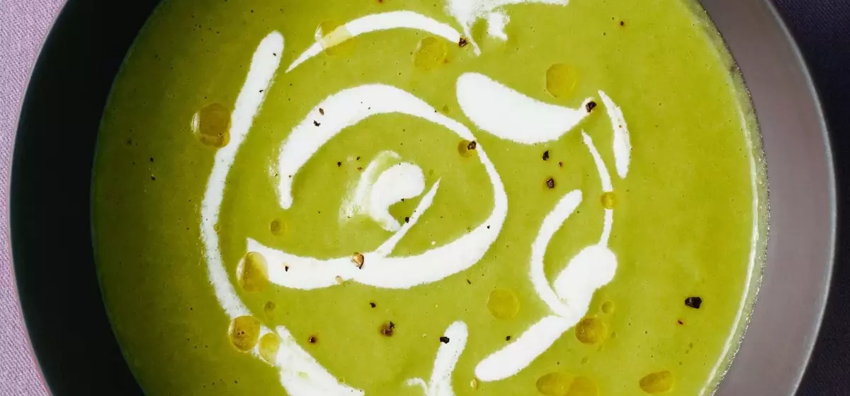 Velvety Spring Asparagus Soup with Lemon Creme Fraiche
