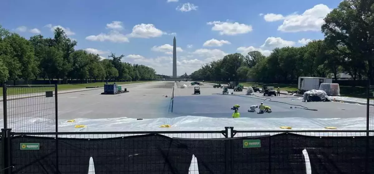 Controversial Transformation: Washington D.C.'s Reflecting Pool Undergoes 'American Flag Blue' Makeover