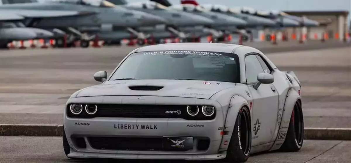Liberty Walk Transforms Dodge Challenger with Fighter Jet Livery
