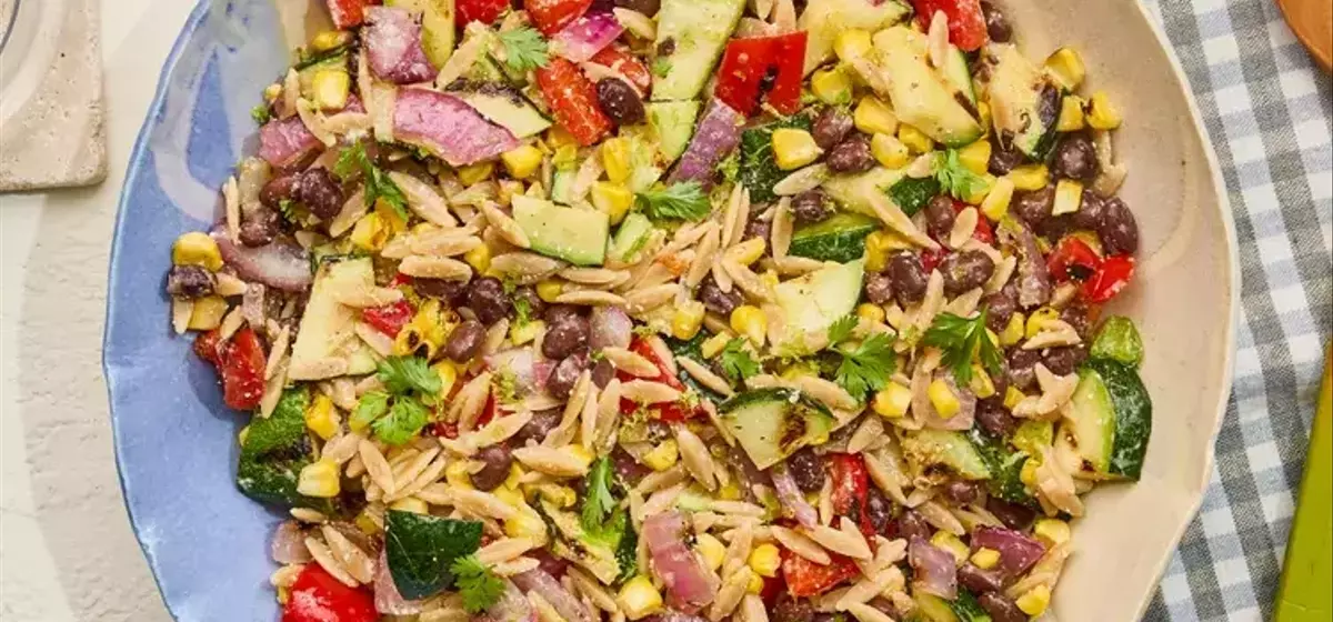 Festive Summer Orzo Salad with Creamy Dressing