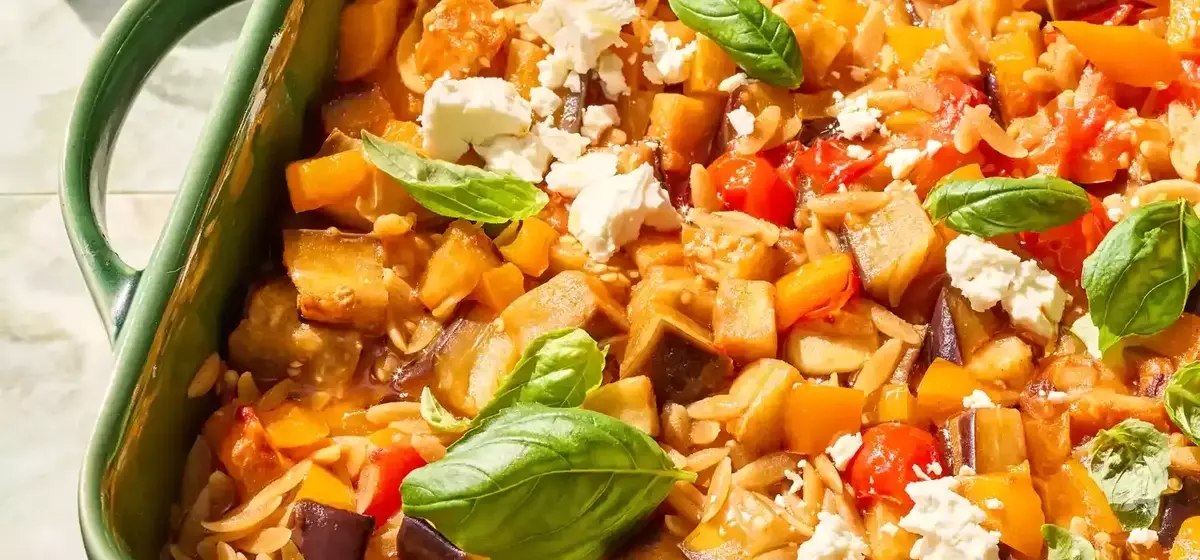 Hearty Roasted Vegetable and Orzo Bake