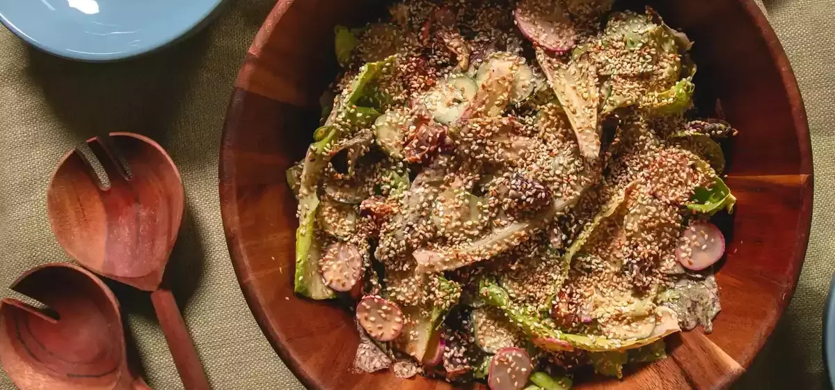 A Vibrant Date Salad with Spicy Tahini-Yogurt Dressing