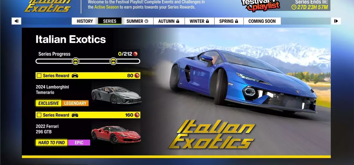 Forza Horizon 6 "Italian Exotics" Winter Season: Challenges and Rewards Guide