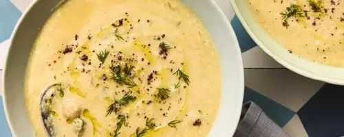 Quick and Creamy Lemon Chickpea-Tahini Soup