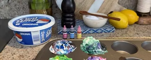 Creative Edible Easter Egg Dyeing with Whipped Topping