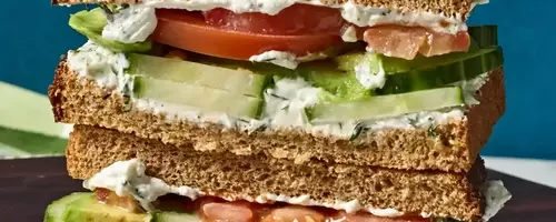 Refreshing Cucumber, Avocado, Tomato & Goat Cheese Sandwich