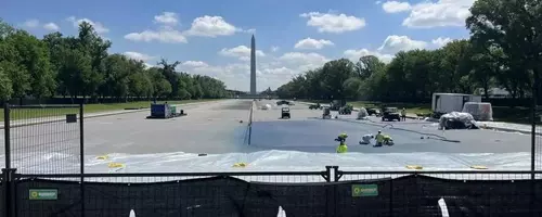 Controversial Transformation: Washington D.C.'s Reflecting Pool Undergoes 'American Flag Blue' Makeover
