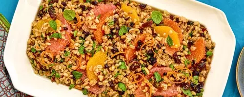 Mediterranean Barley Pilaf with Zesty Citrus and Dried Fruits