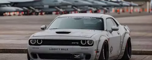 Liberty Walk Transforms Dodge Challenger with Fighter Jet Livery