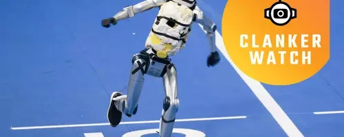 Robot Runner Suffers Spectacular Malfunction at Humanoid Robot Games
